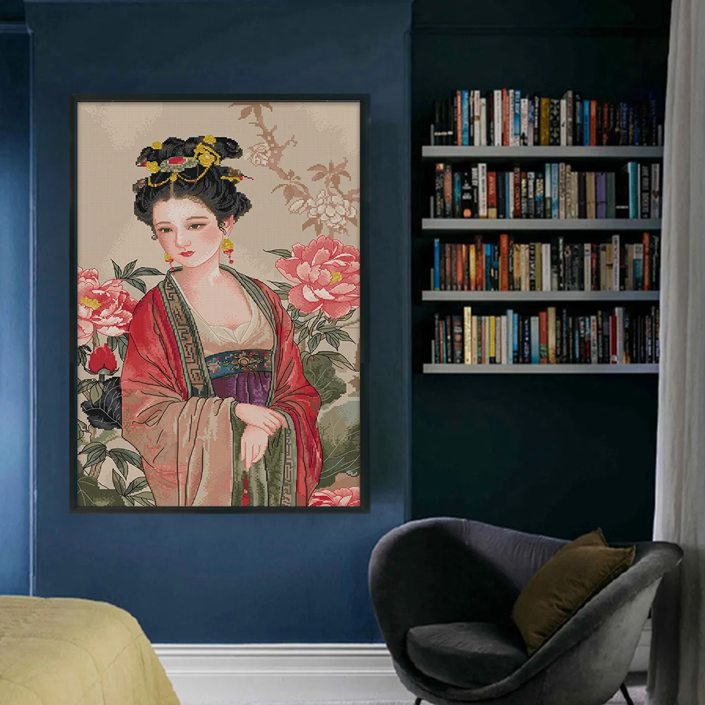 14CT Full Stamped Cross Stitch - Lady(Canvas|41*63CM)