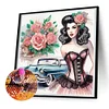 >SALE<5D DIY Partial Special Shaped Drill Diamond Painting Kit Retro Girl 30x30cm