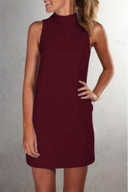 Casual Turtleneck Wine Red Qmilch Mini Dress - Shop Trendy Women's Clothing | LoverChic
