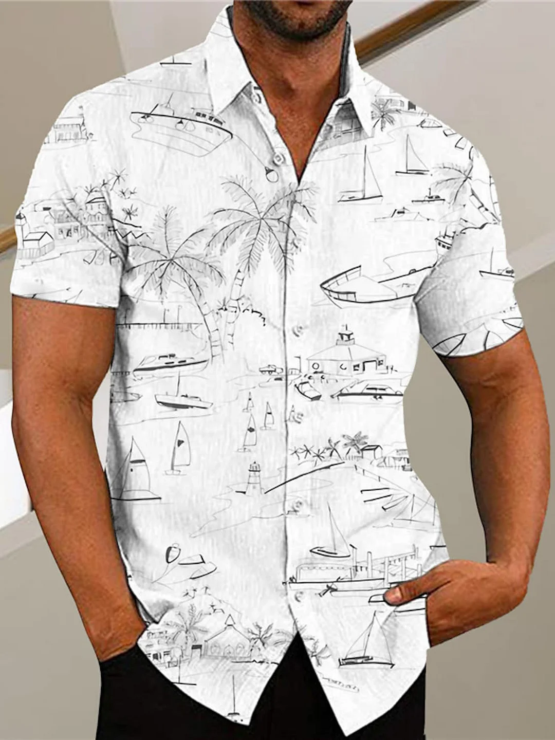Hawaiian Casual Print Short Sleeve Shirt