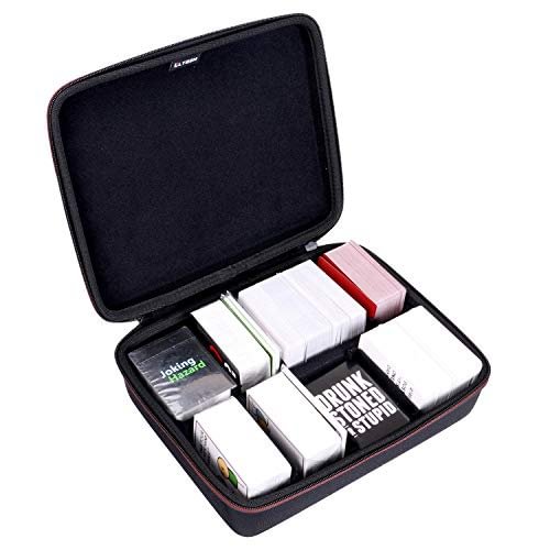 LTGEM EVA Hard Portable Travel Case for Card Games. Hold up to 1600 Cards with 6 Moveable Dividers (2 Row) - Black