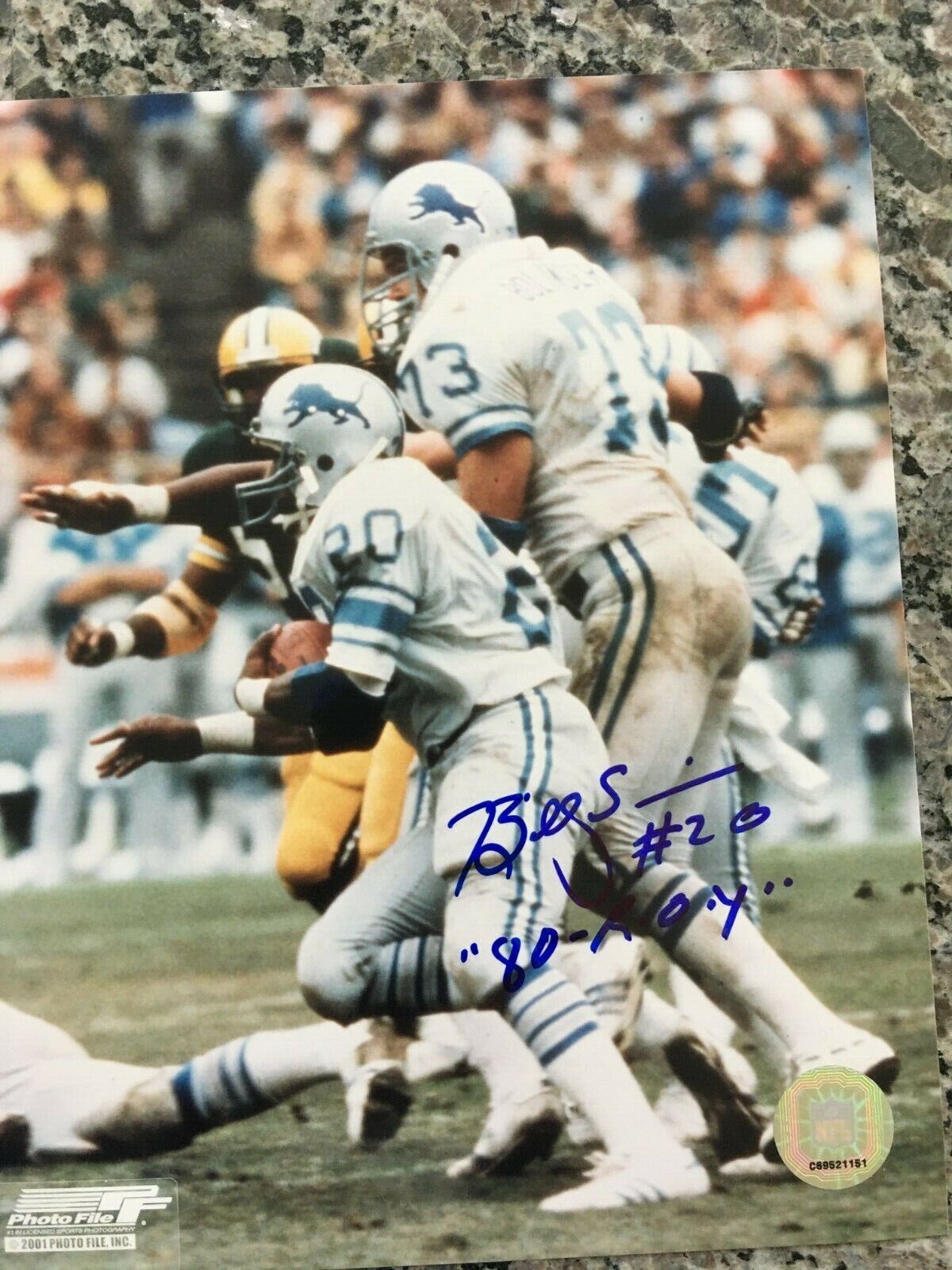 BILLY SIMS DETROIT LIONS 1980 NFL ROY & 78 HEISMAN SIGNED Photo Poster painting W PROOF/TICKET