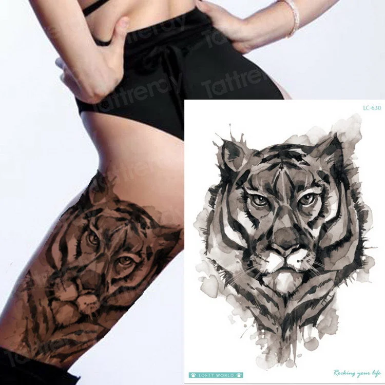 Tiger Skull Leopard dragon Waterproof Temporary Tattoo Sticker Wolf Animals Tattoos Body Art Arm Hand men Fake Tatoo Big Sexy