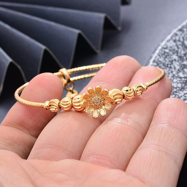 Dubai Maiden Gold Color zircon Bracelet Bangles Wedding Flower Jewelery Africa Bangles  women