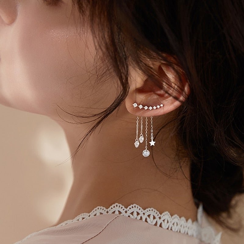 Orelia Star & Crystal Tassel Earrings