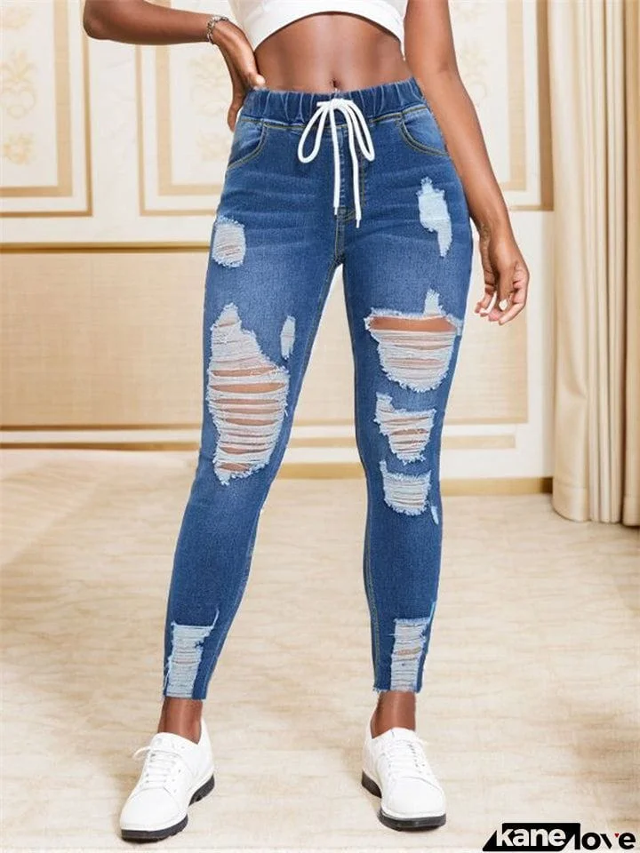 Women's Stretchy Comfortable Ripped Denim Pants