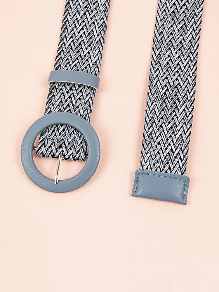 Round Buckle Woven Belt