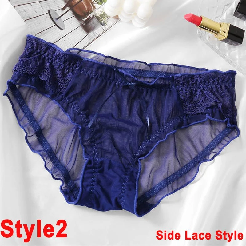 Women Panties Sexy Underwear Female Perspective Lingerie Black/Wine/Purple Solid Color Briefs Women's Pantys Underpants Ruffle