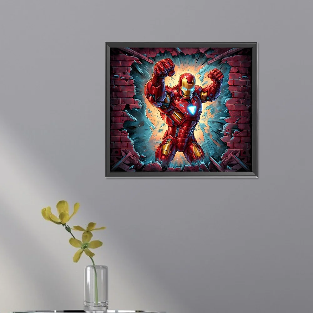Diamond Painting - Full Round Drill - Iron Man Breaking Wall(Canvas|40*35cm)