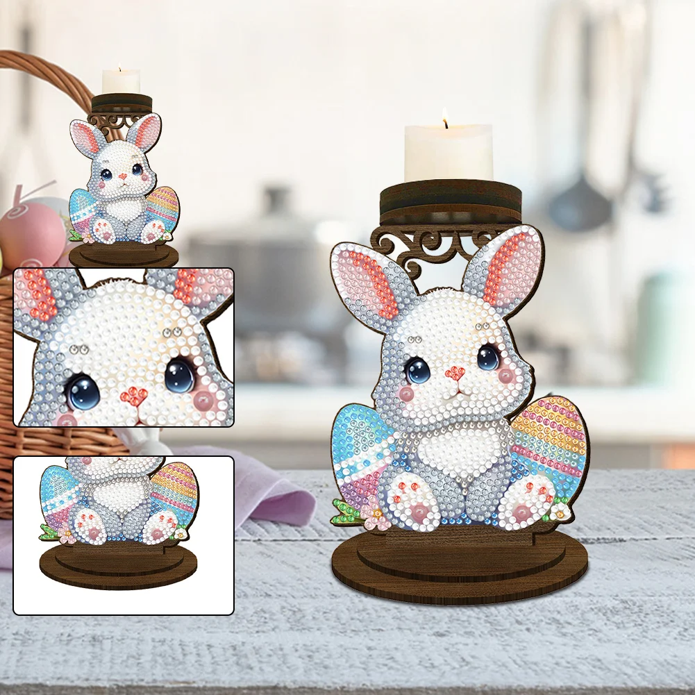 Easter Egg Bunny 5D DIY Diamond Painting Candle Holder Ornaments for Art Crafts