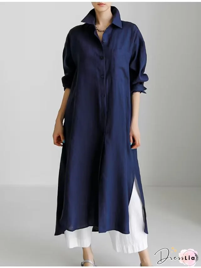 Cotton and linen long skirt A-line maxi dress