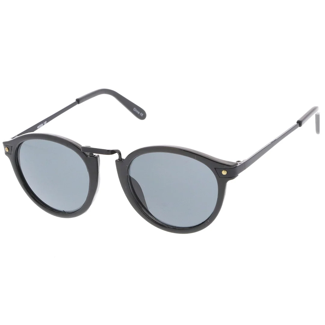 Retro Horn Rimmed Metal Nose Bridge P3 Round glasses 50mm