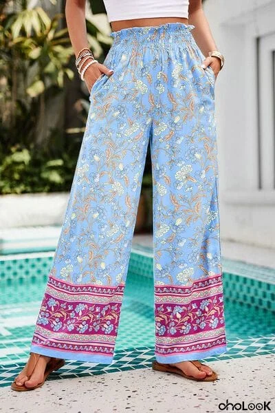 Printed High Waist Wide Leg Pants