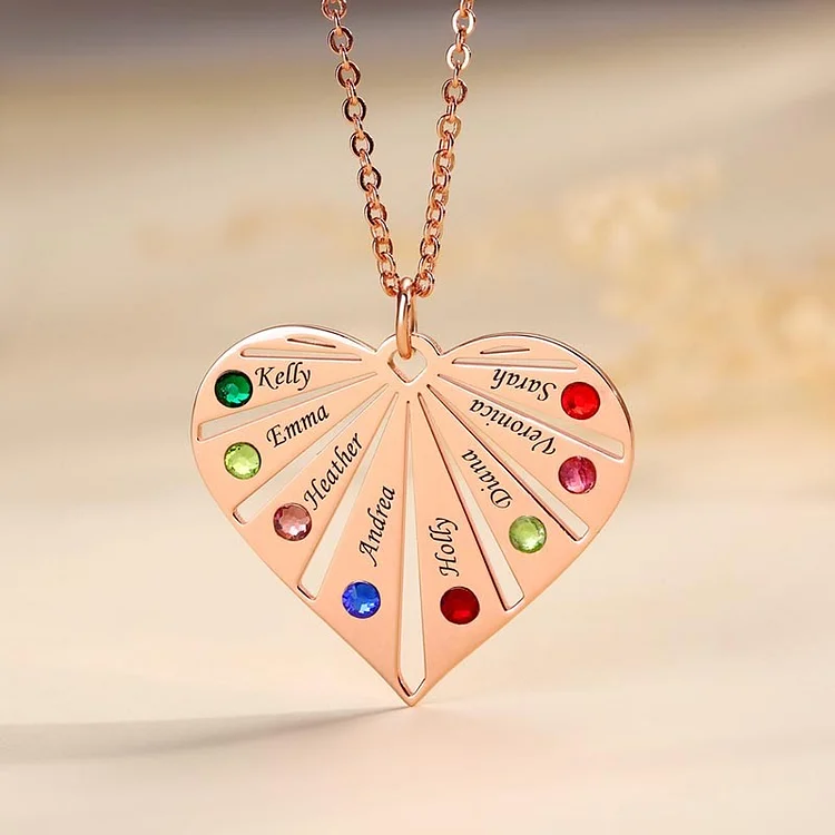 Engravings and Birthstones Designs Engraved Birthstone Necklace-Rosegold
