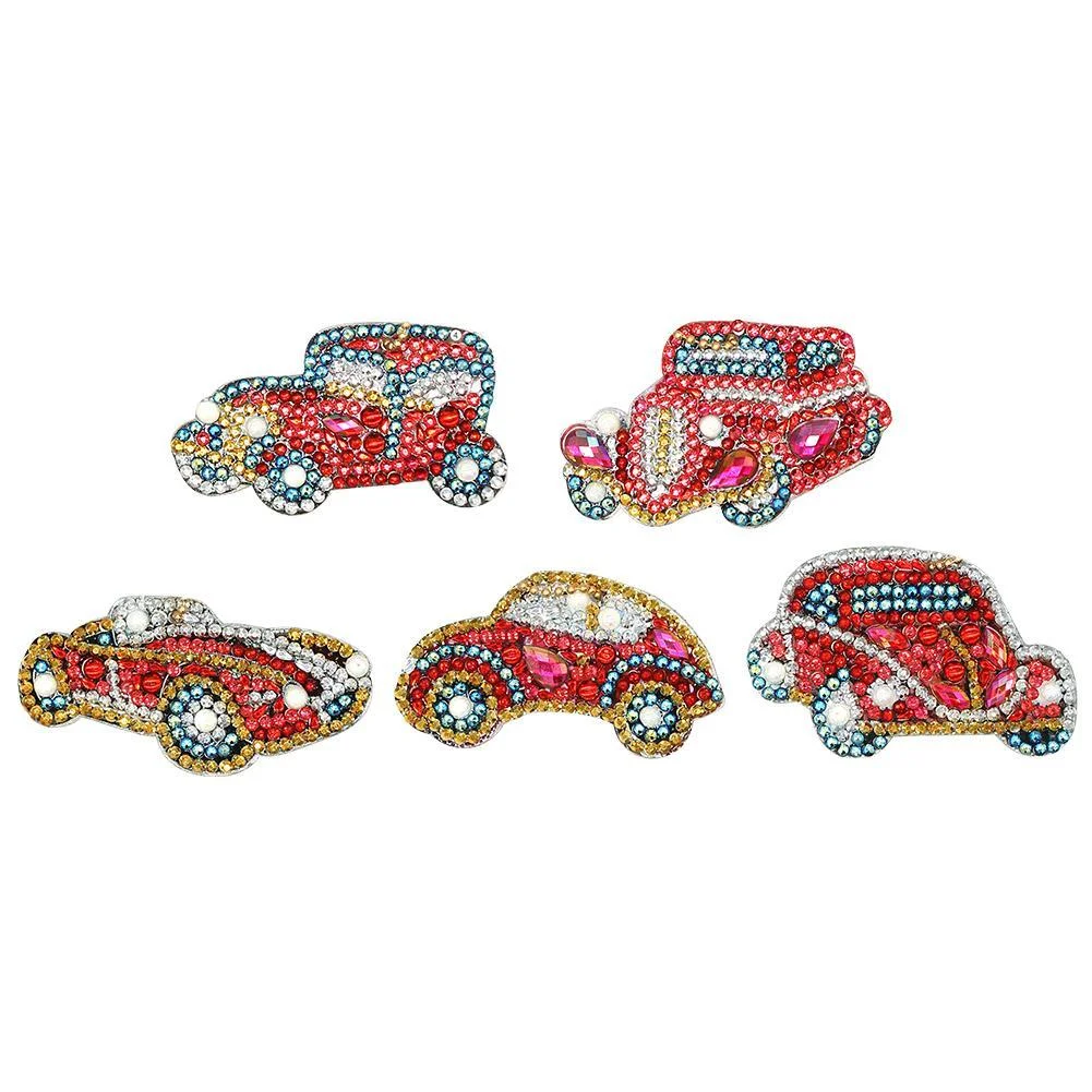 5pcs DIY Car Full Drill Special Shaped Diamond Painting Keychains Pendant