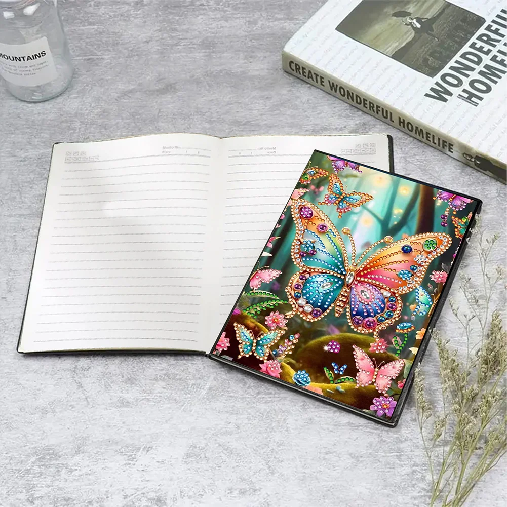 DIY Butterfly 50 Pages Special Shaped Diamond Painting Notebook for Adults Students