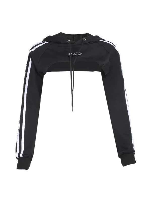 Reflective Letter Long Sleeve Hoodie Cape