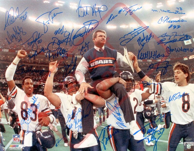 Superbowl Champs 1985 Chicago Bears Vintage 8.5x11 Autographed Signed Reprint Photo Poster painting