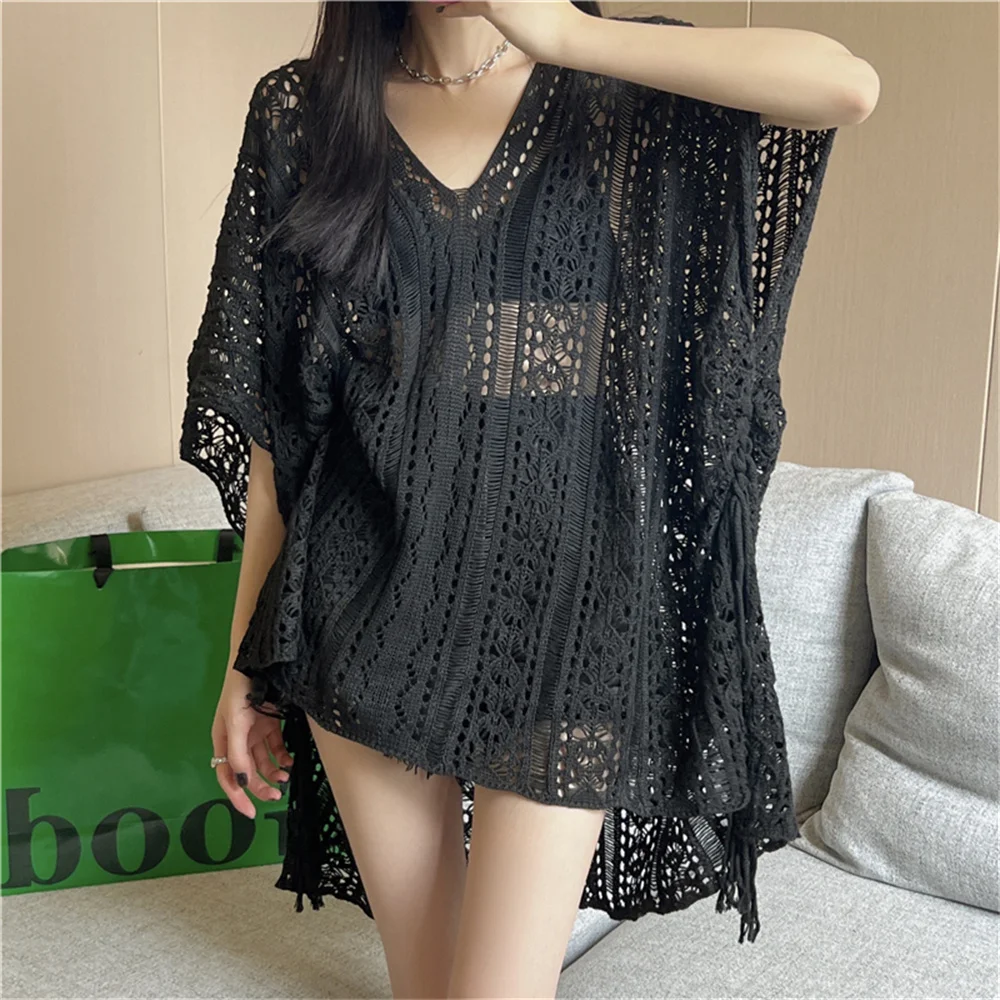 Jangj Alien Kitty Oversize Women Knitwear Tops Fashion Hollow Out Loose Chic 2022 Sexy Summer Casual Office Lady All Match Sweater Tee