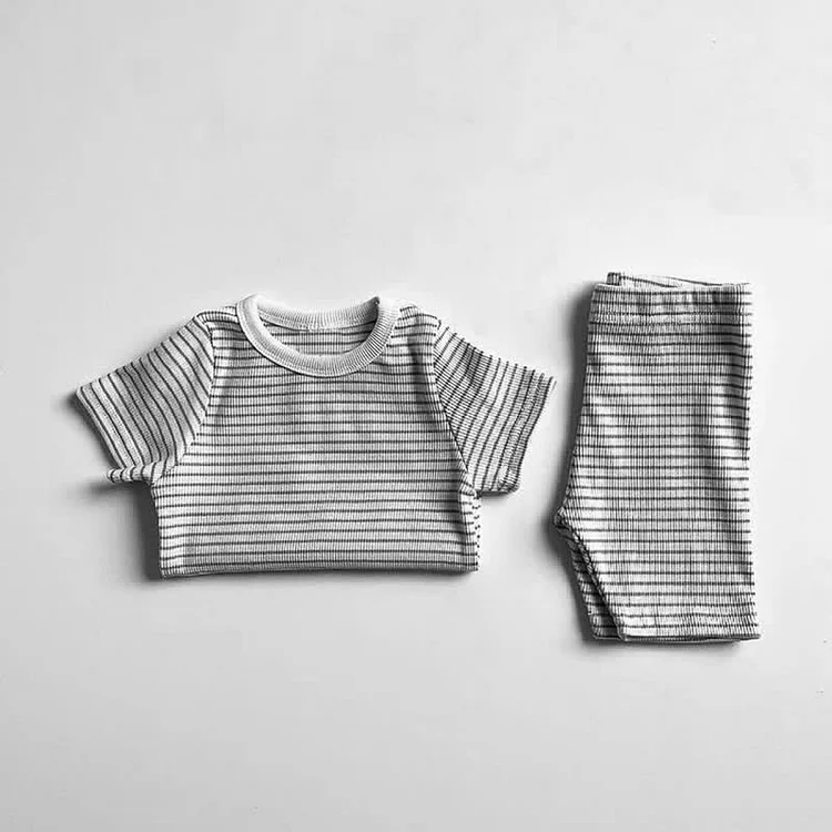 Baby Unisex Striped Tee and Shorts Set