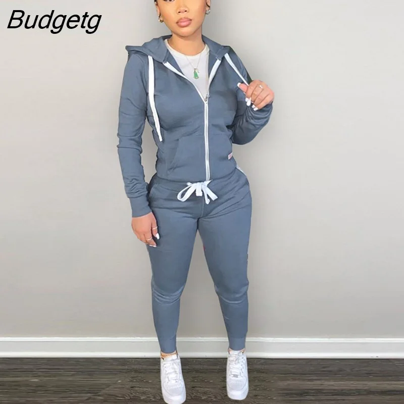 Budgetg Women's Y2K 2 Piece Tracksuit Set Warm Velour Jogger Sweat Outfits Hoodie + Sweatpants with Pockets Full Zip Sportswear  Winter