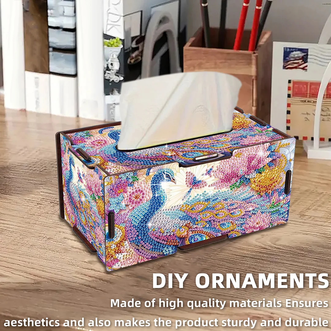 Wooden Diamond Painting Tissue Box for Home and Office Decoration (ZJH016)
