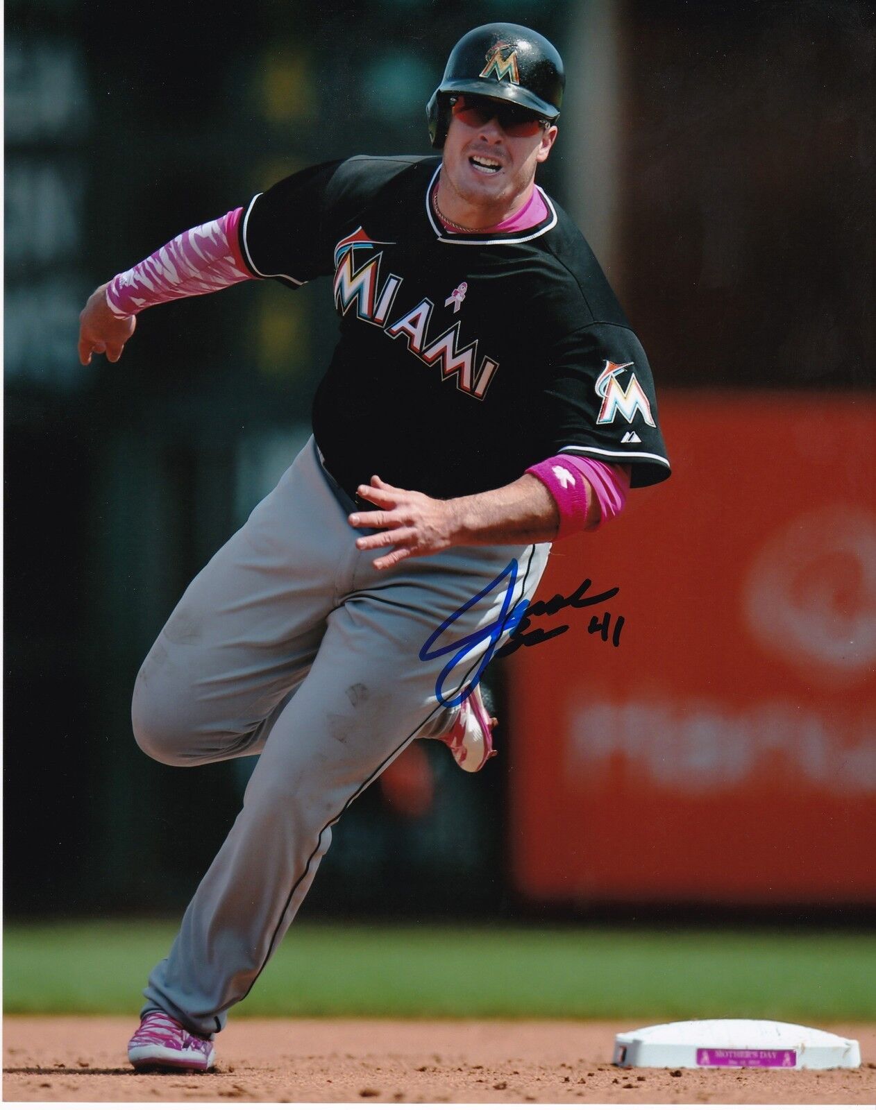 JUSTIN BOUR MIAMI MARLINS ACTION SIGNED 8x10