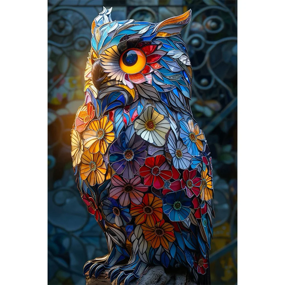 Full Round Diamond Painting - Flower Owl(Canvas|40*60cm)