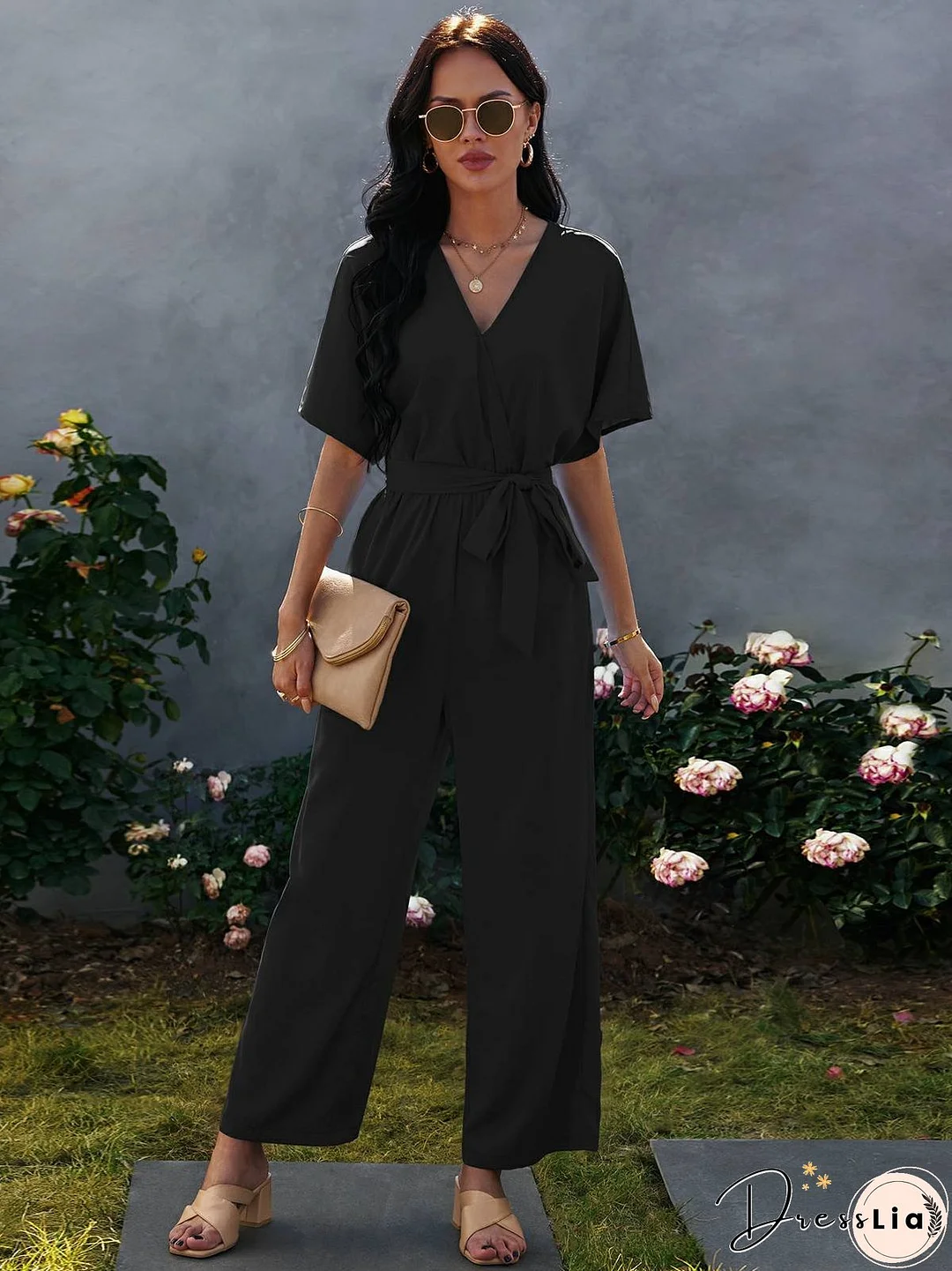 Tie Waist Solid Jumpsuit