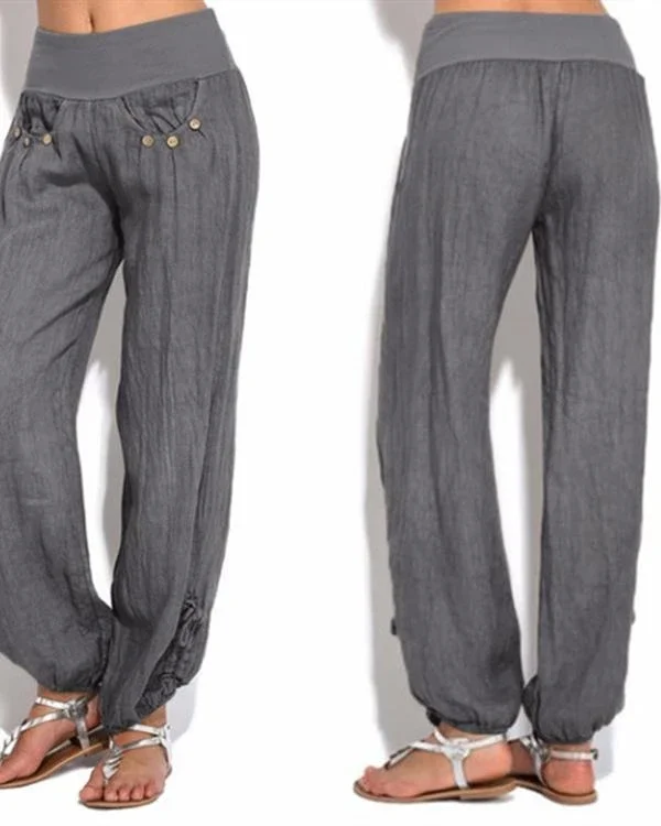 women casual button plus size wide leg pants p105500