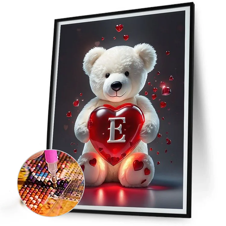 Diamond Painting - Full Square - Heart Bear Letter M (35*45cm