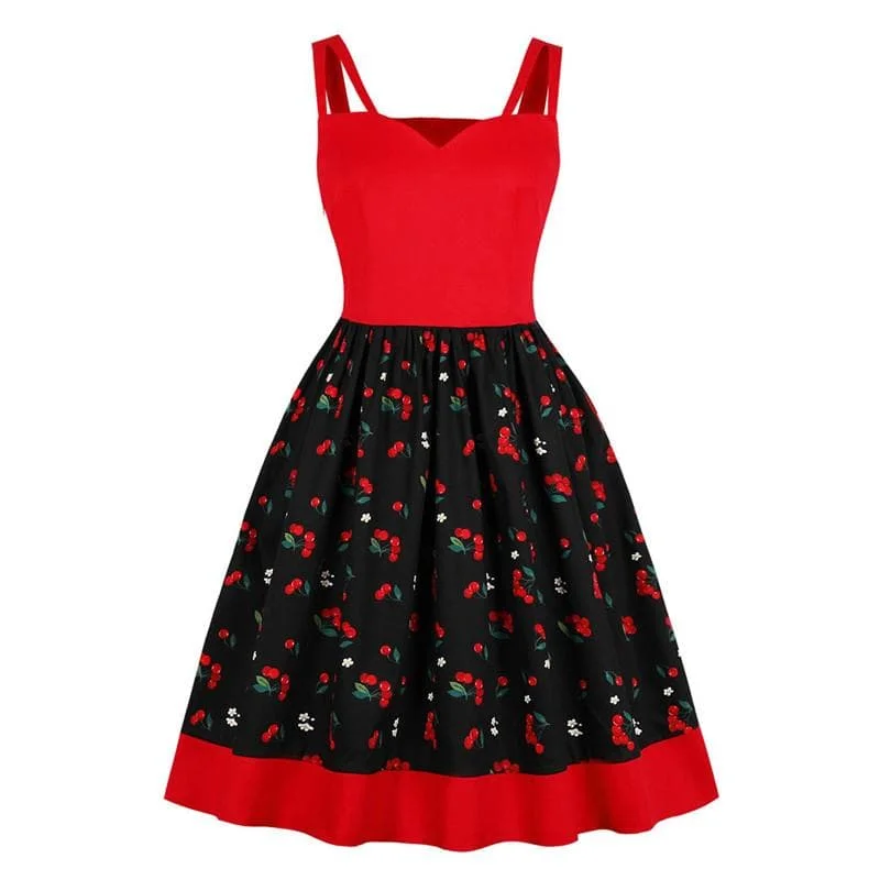 Red Cherry Strap Swing Dress SP13922