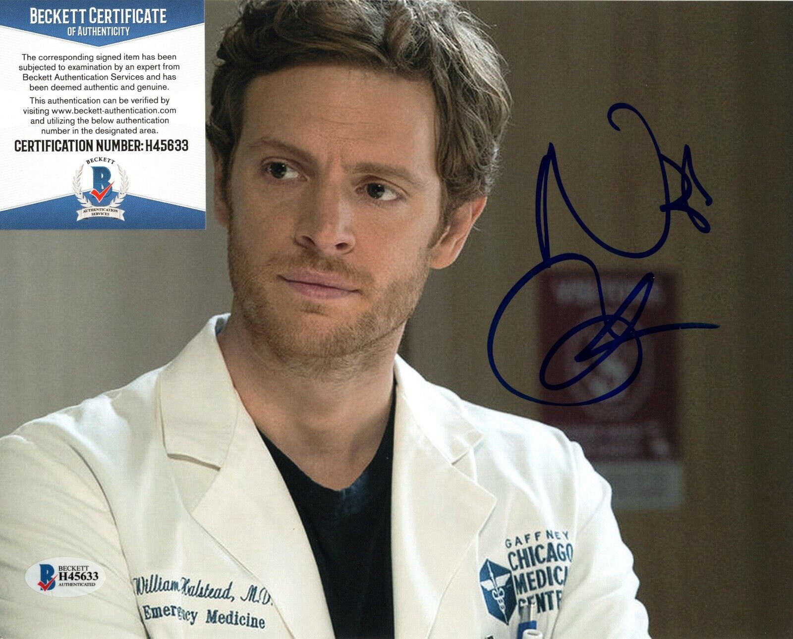 Nick Gehlfuss Actor Chicago Med Hand Signed 8x10 Photo Poster painting with Beckett BAS COA