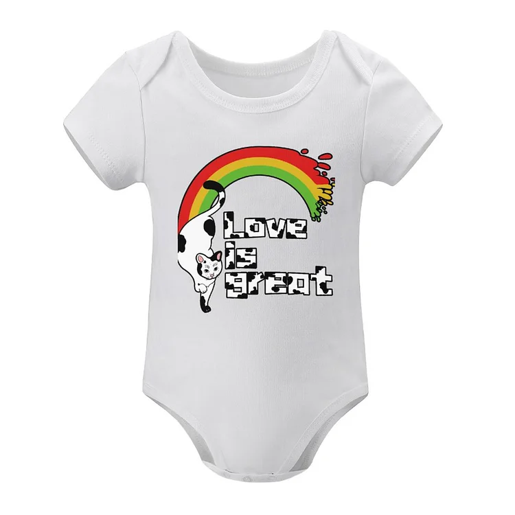 Short Sleeved Baby Jacket Love Is The Great Cat Rainbow