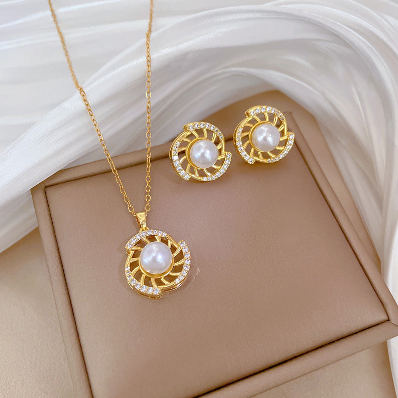 Korean Cosmos Geometric Titanium Steel Electroplating Earrings