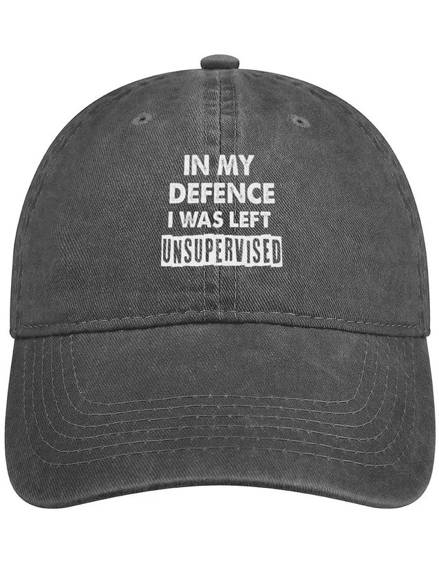 Men's In My Defence I Was Left Unsupervised Funny Graphic Printing Regular Fit Adjustable Denim Hat socialshop