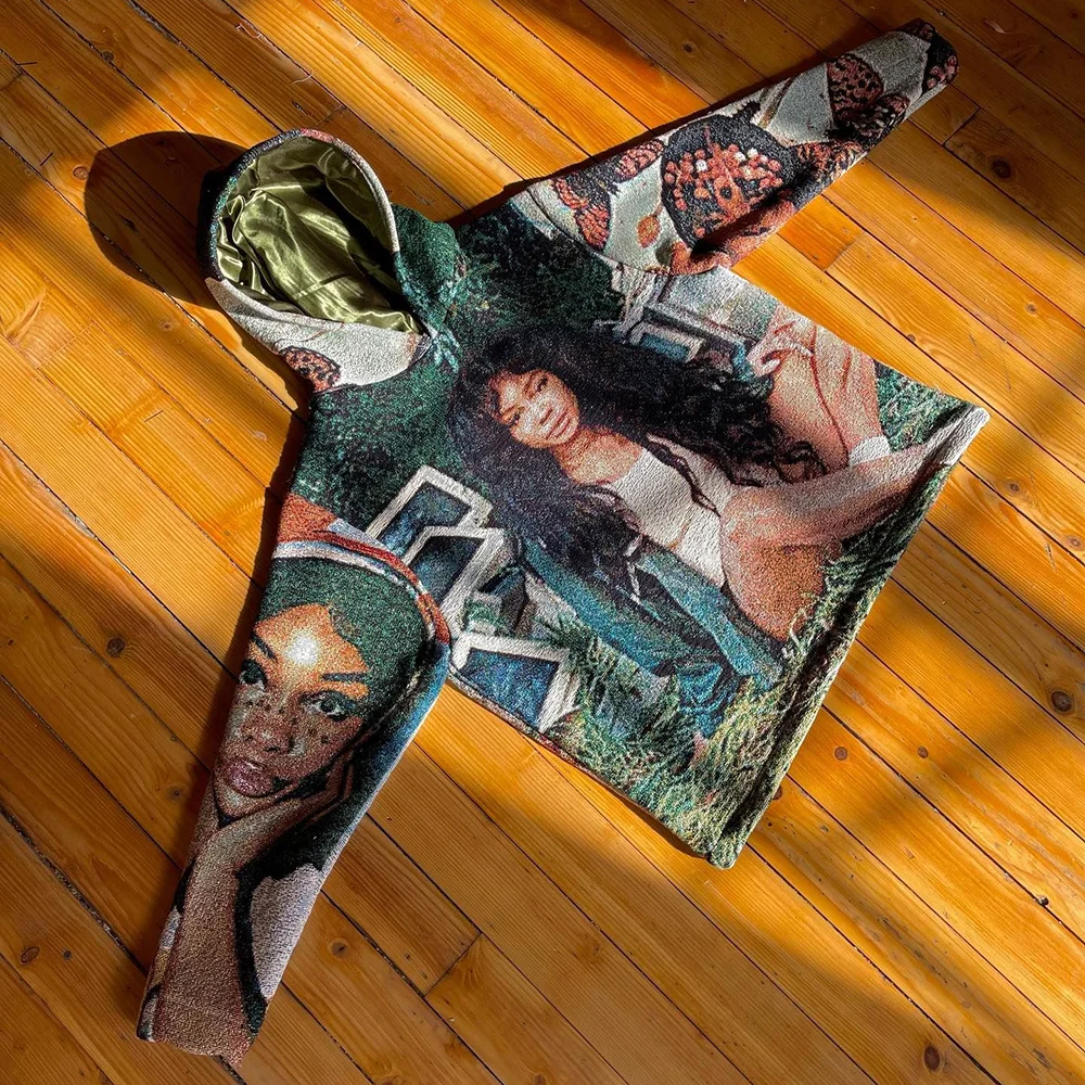 Singer SZA Print Long Sleeve Tapestry Hoodies