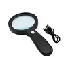Handheld Magnifying Glass with LED Light & 3 Brightness Levels Illuminated Book Magnifier USB Rechargeable for Senior Reading Coin Stamps Inspection Gift (Black)