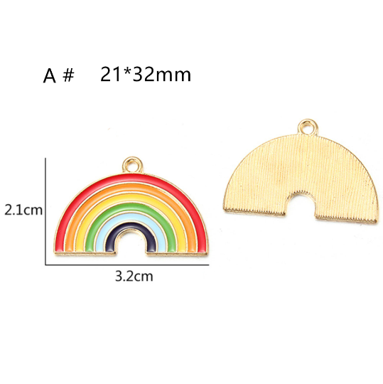 5 Style Rainbow Charms, Enamel Colorful Rainbow Charm ,Cloud Charm Pendant Metal Earring Necklace Bracelet Pendants diy Finding
