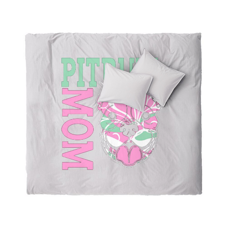 Pink Pit Bull Mom, Pitbull Duvet Cover Set