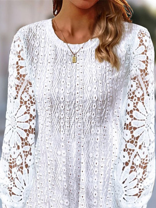 Women Half Sleeve V-neck Solid Color Dress