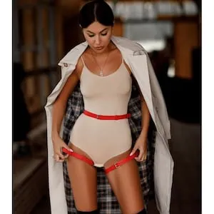 pornhint Pornhint Leather Garter Belt Sex Harness, Adjustable Leg Harness, Fetish thigh costume, Waist suspender, red Leather lingerie, sexy Bondage suit