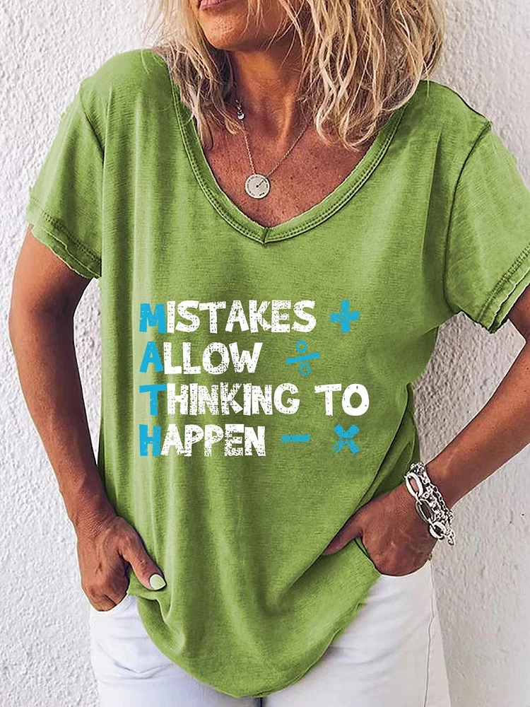 Mistakes allow thinking to happen V Neck T-shirt-08131