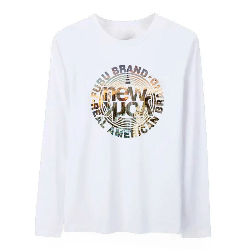 Men Long Sleeve T-shirts Autumn Print Gothic Vintage Ulzzang Cozy High Street Streetwear 4XL Baggy Korean Trendy Harajuku BF New