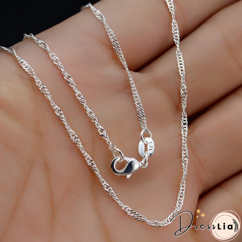 New Arrival 925 Sterling Silver 2MM Men Women Water Wave Chain Necklace (DIY Necklace) 16"-30"