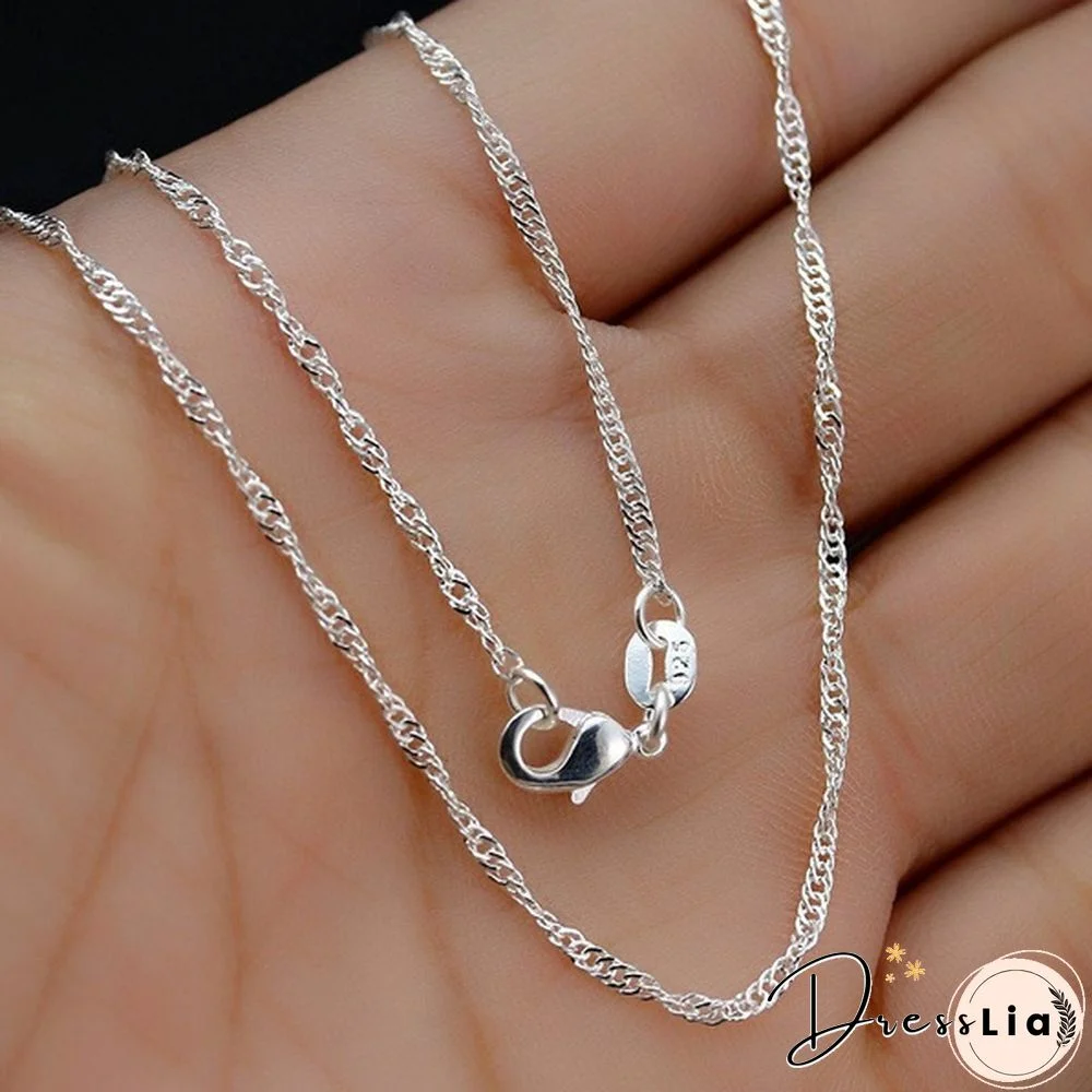 New Arrival 925 Sterling Silver 2MM Men Women Water Wave Chain Necklace (DIY Necklace) 16"-30"