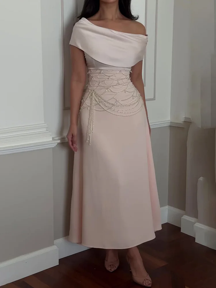Off-shoulder Pearl Dress