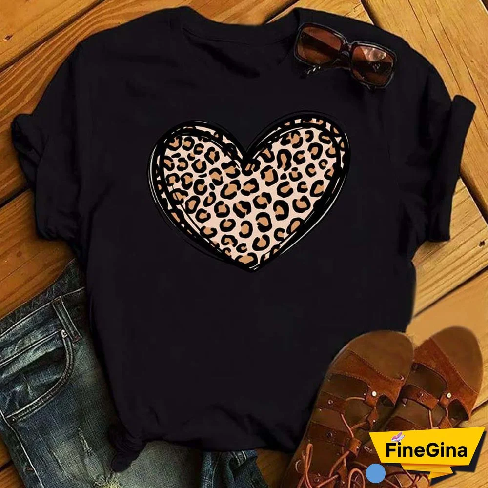 Maycaur Fashion Women T Shirt Love Heart Printed T Shirt Casual Red Tops 90s Valentine's Shirt Female Harajuku Graphic Tshirt