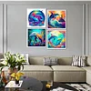 4pcs 5d bricolage complet rond perceuse diamant peinture dauphins kit décoration intérieure 30x30cm
