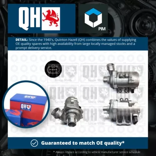 Electric Water Pump fits BMW 630 E63, E64 3.0 04 to 10 QH 11517546994 Quality Parts